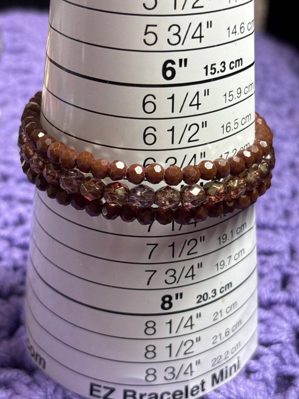 Brown Faceted Glass Wire Wrap Bracelet